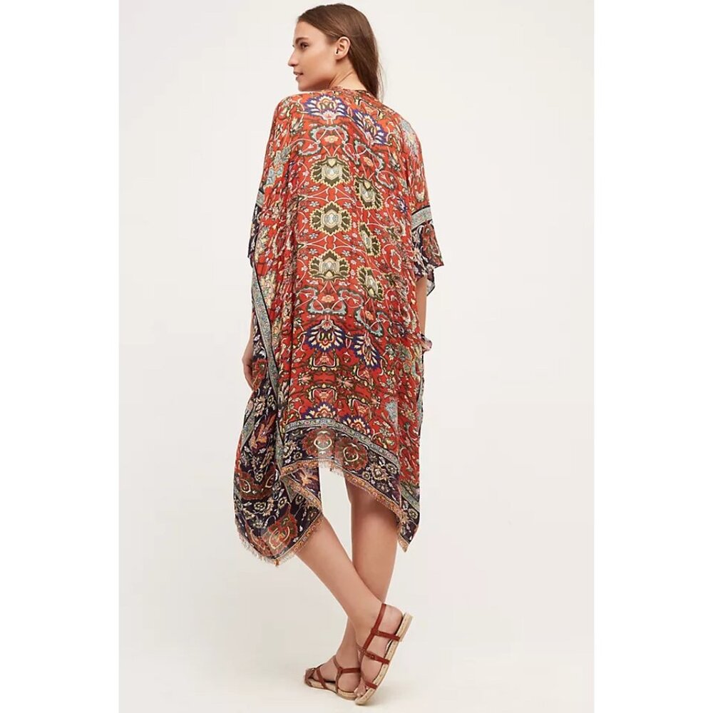 Subtle Luxury Caza Kimono Open Front Coverup Anthropologie Fall Boho Bohemian OS - Picture 3 of 12